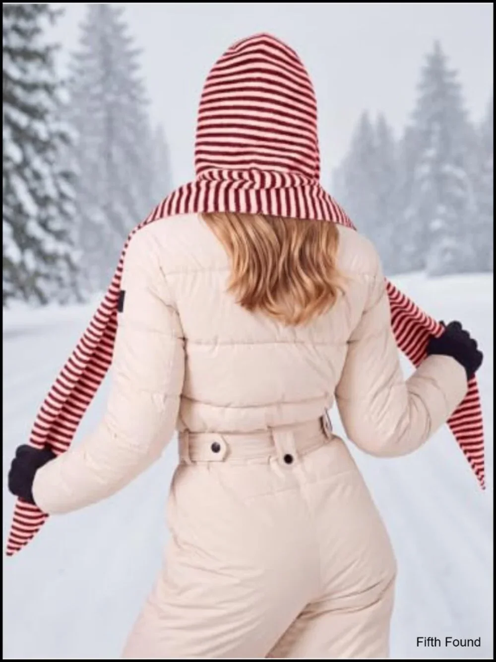 Saodimallsu Striped Hooded Scarf Knit Hat Winter Warm Neck Wrap